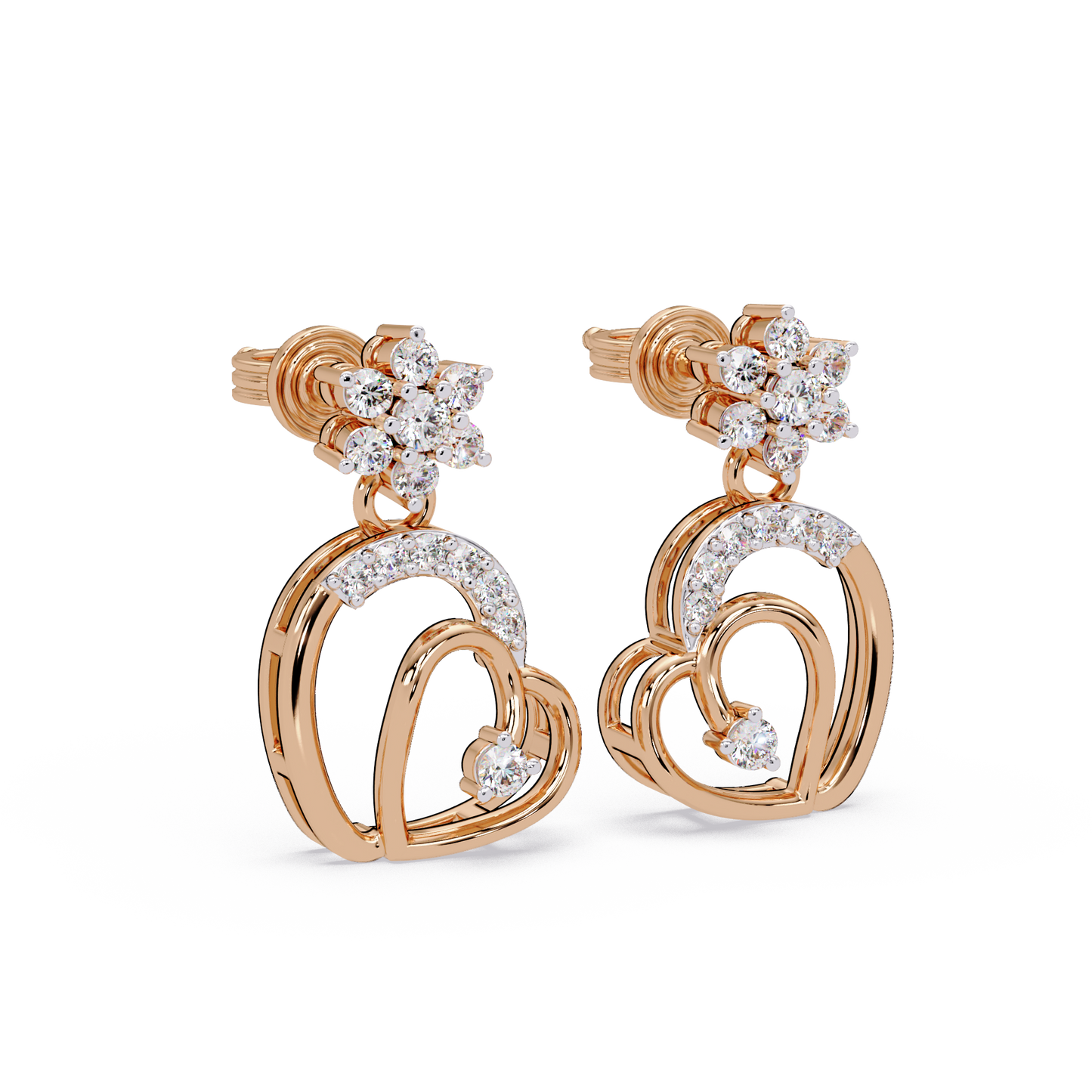 Star Heart Drop Earrings
