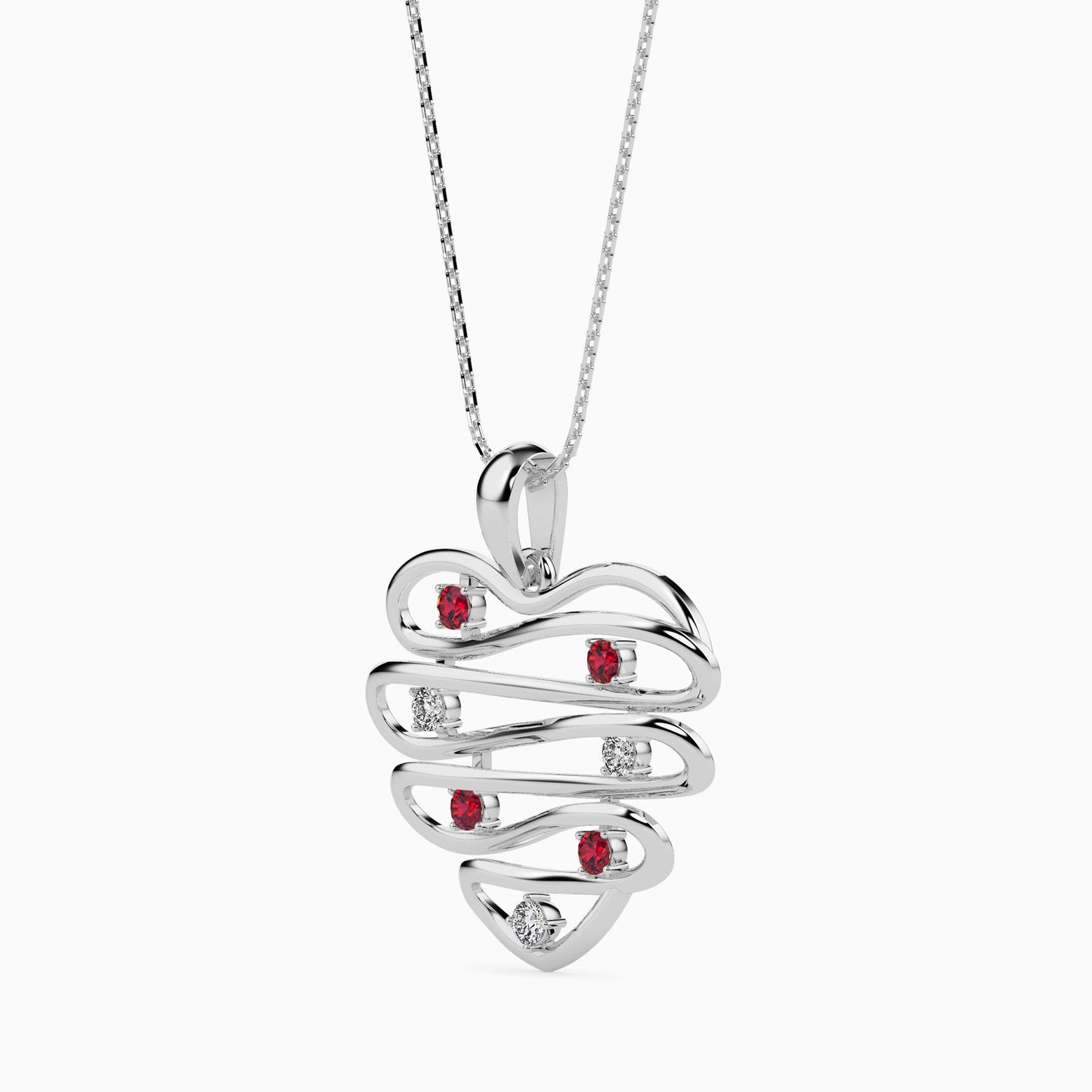 Wired Heart Ruby Pendant