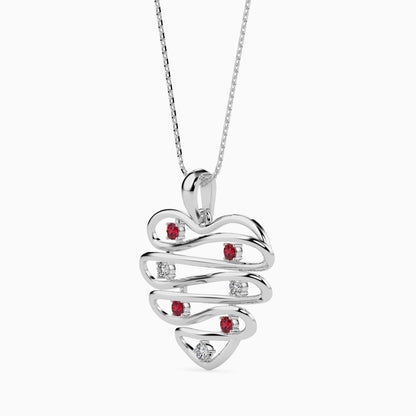 Wired Heart Ruby Pendant
