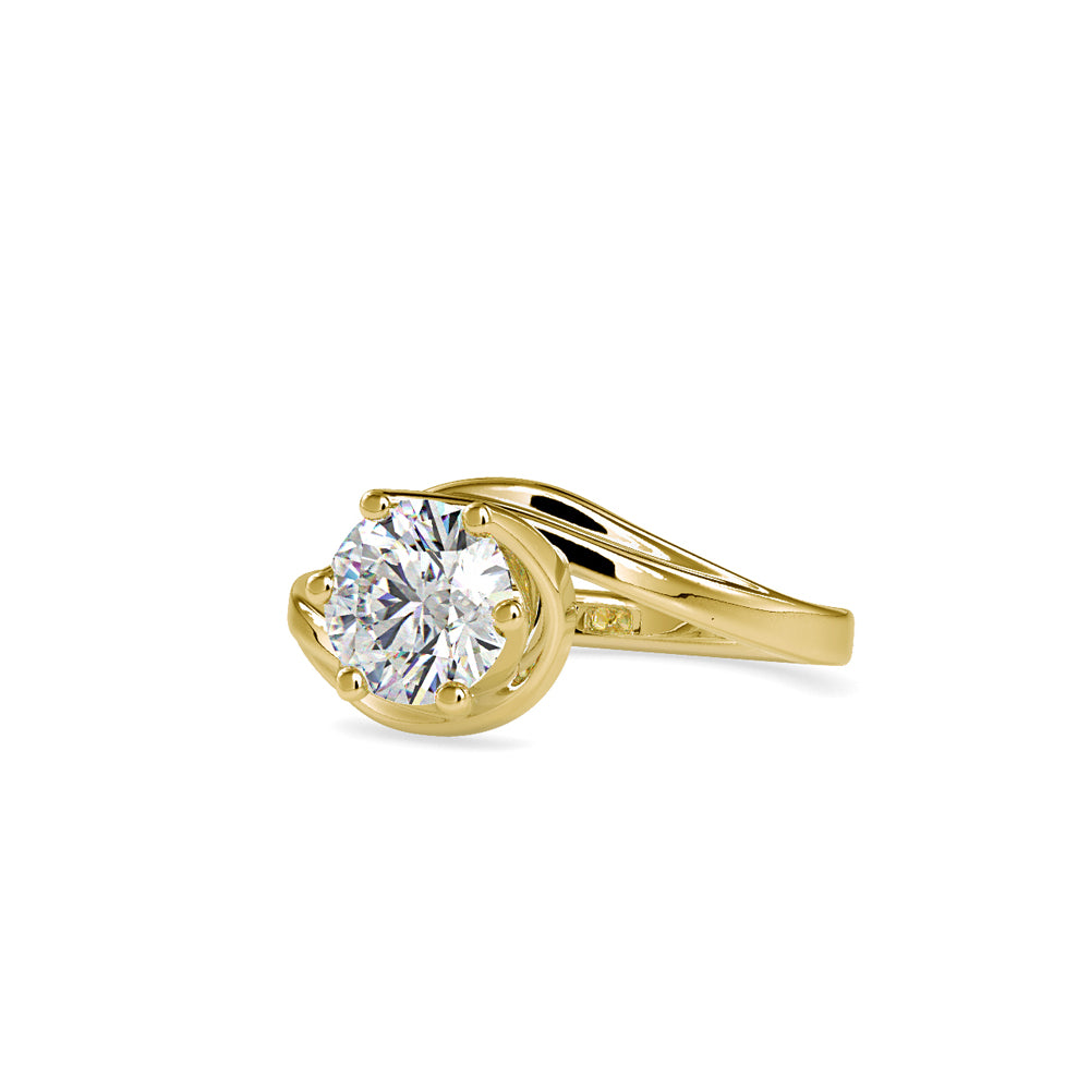 Twisted Leaf Solitaire Ring