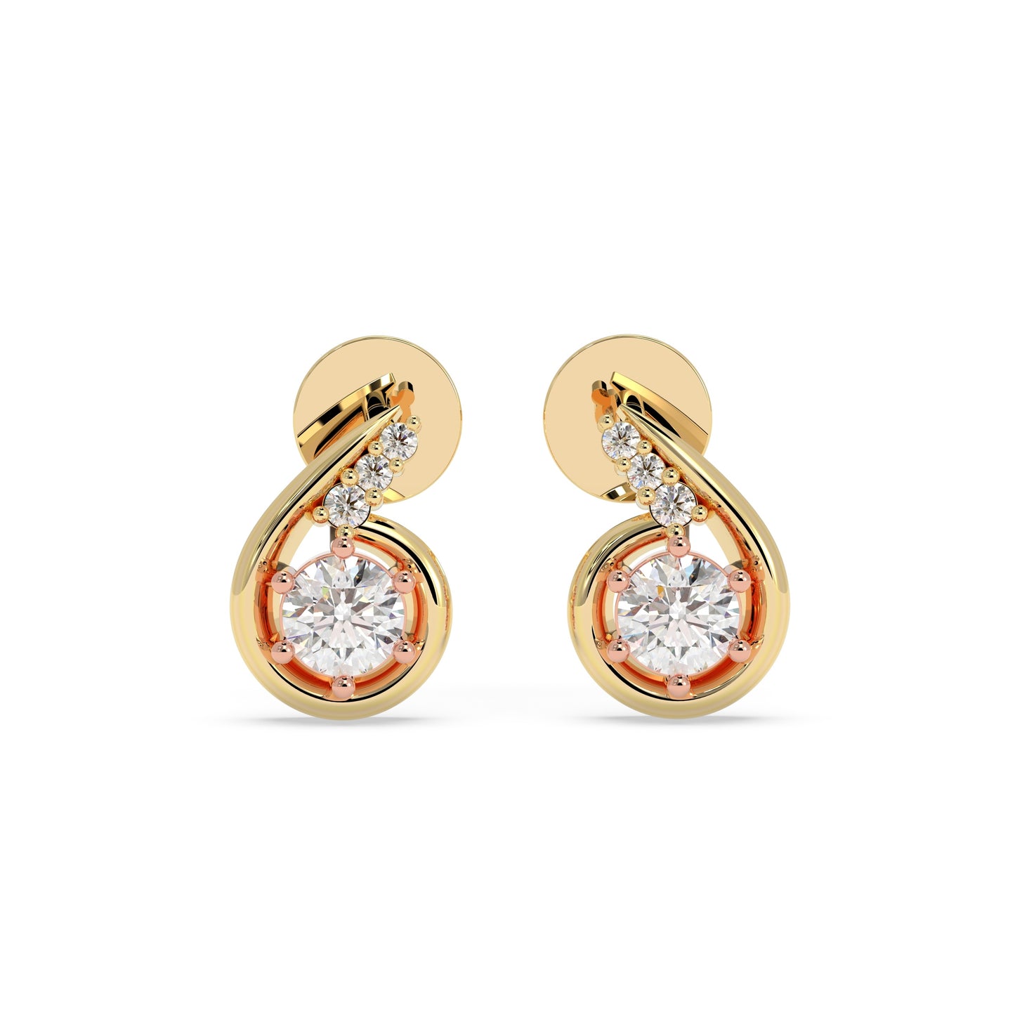 Swirl Solitaire Stud Earrings - Origine Diamonds lab-grown diamond jewellery