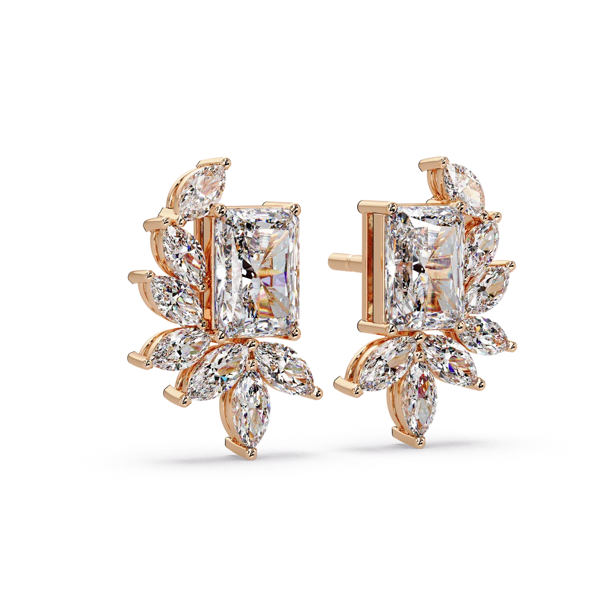 Radiant Laurel Halo Earrings - Origine Diamonds lab-grown diamond jewellery