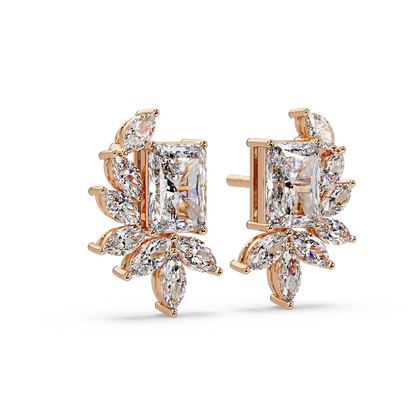 Radiant Laurel Halo Earrings - Origine Diamonds lab-grown diamond jewellery
