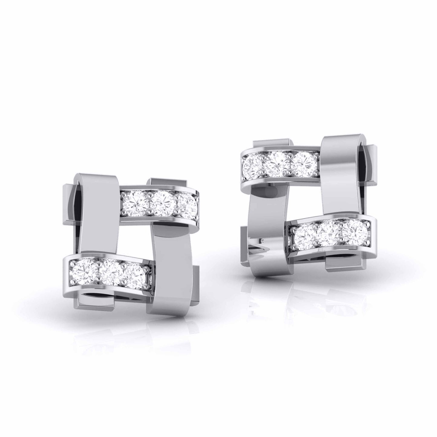 Geometric Link Diamond Earrings