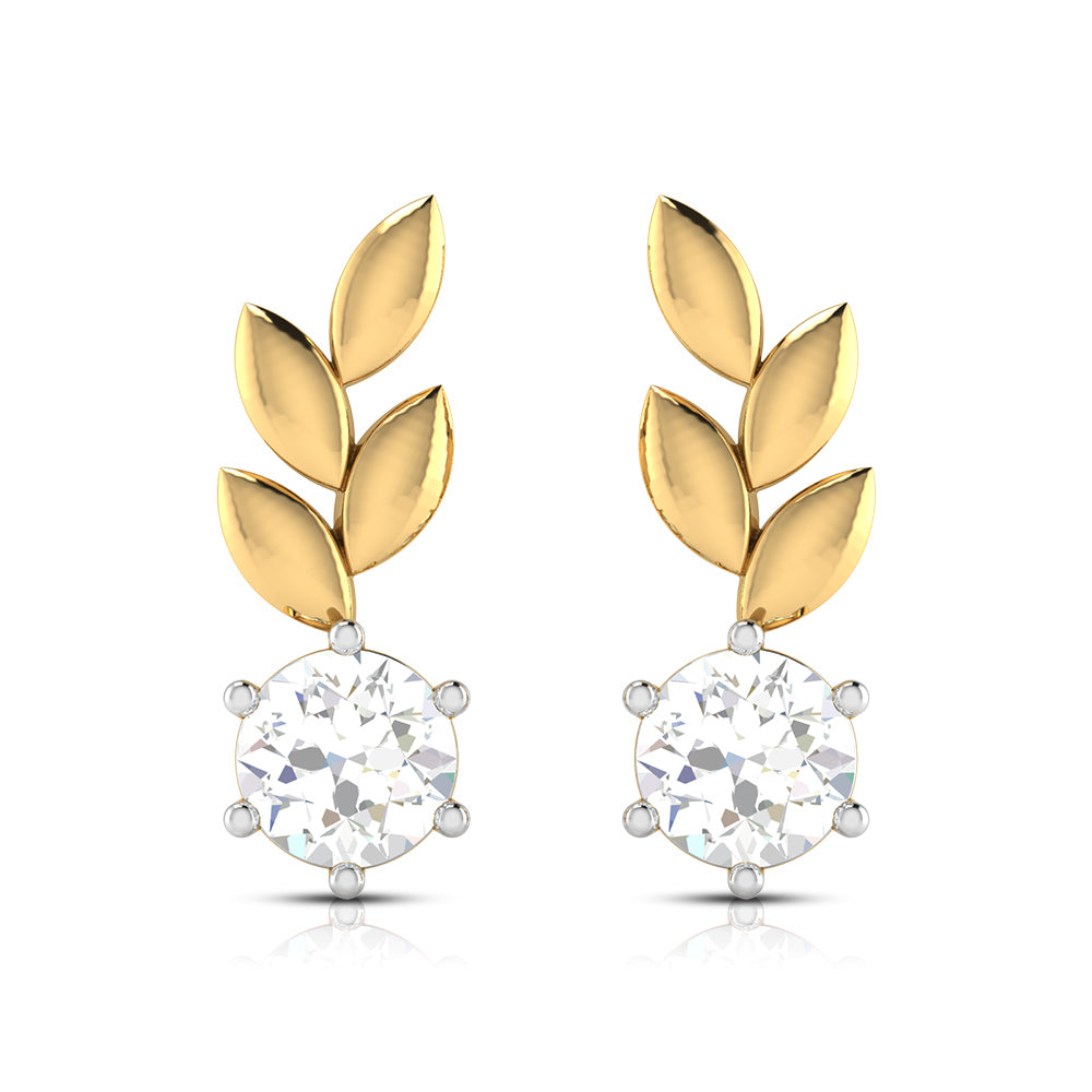 Olive Leaf Solitaire Earrings
