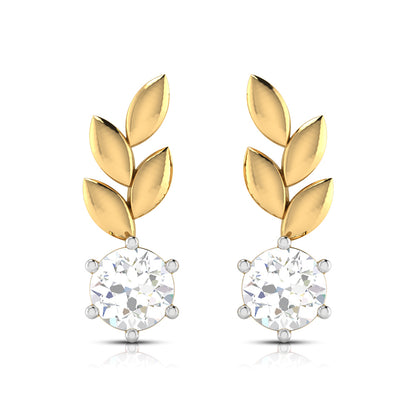 Olive Leaf Solitaire Earrings