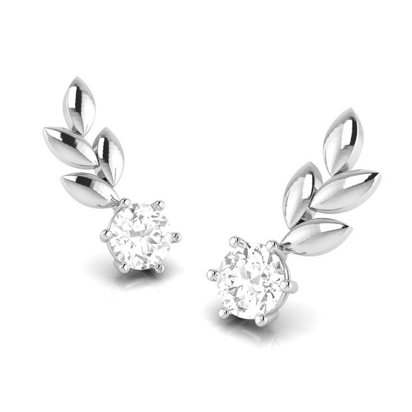 Olive Leaf Solitaire Earrings