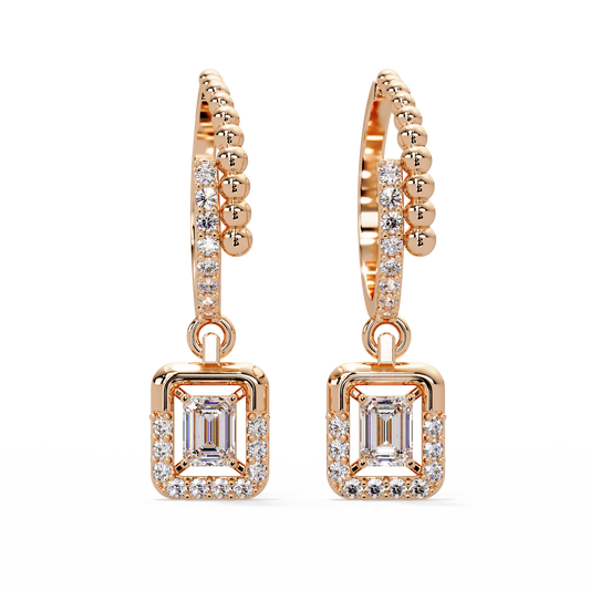 Emerald Halo Huggie Earrings - Origine Diamonds lab-grown diamond jewellery
