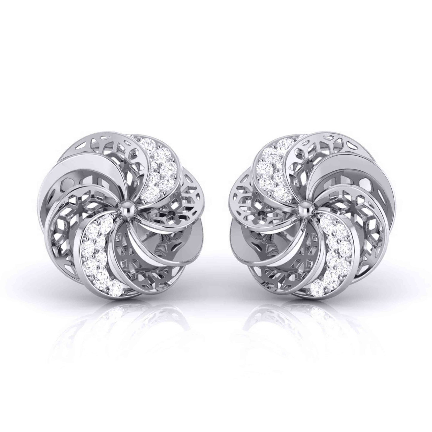 Rose Pinwheel Diamond Studs