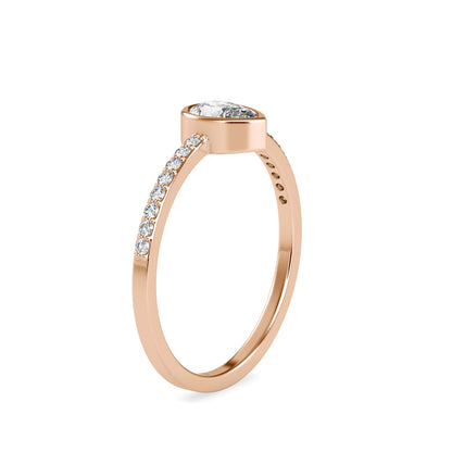 Pear Solitaire Pavé Ring