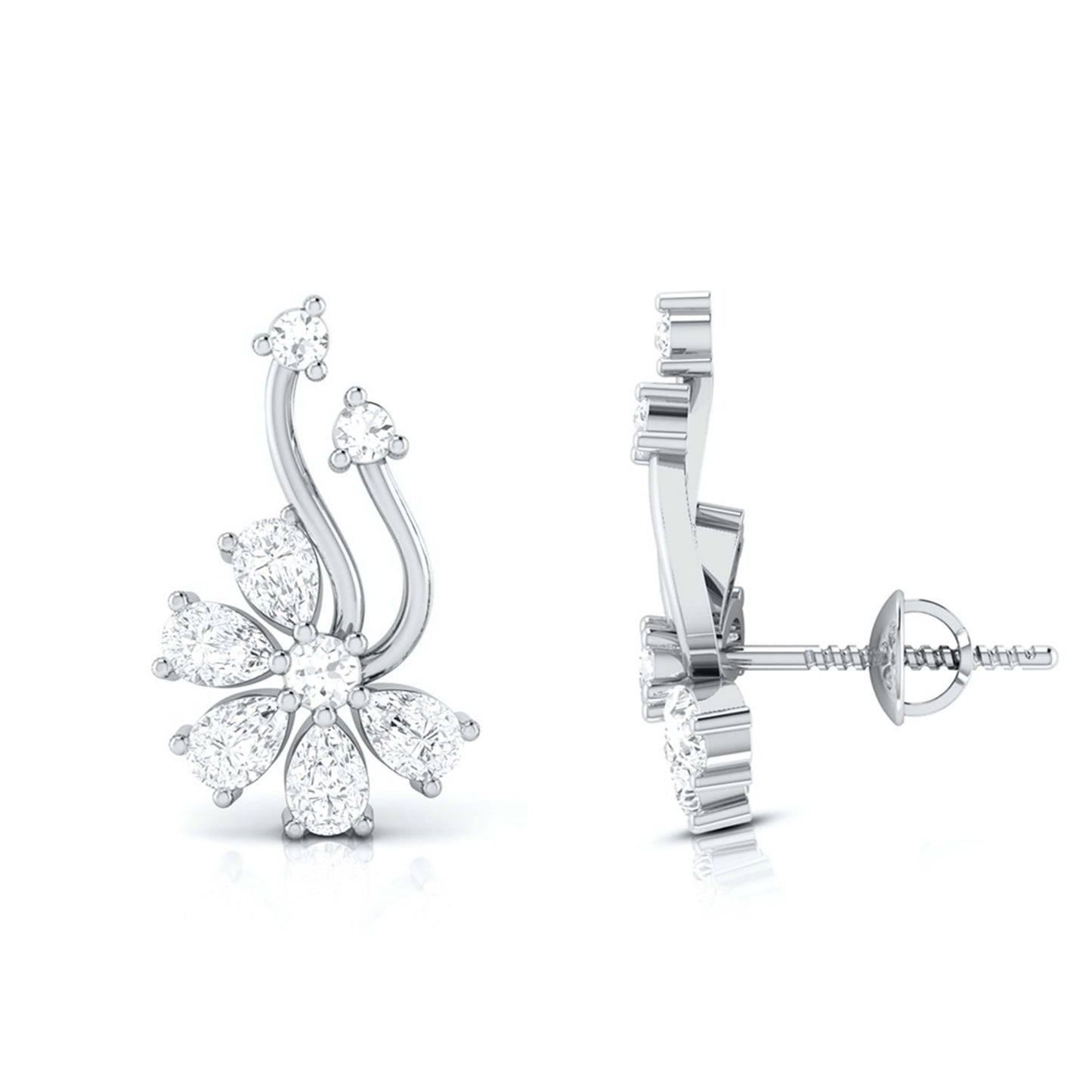 Floral Spray Diamond Earrings