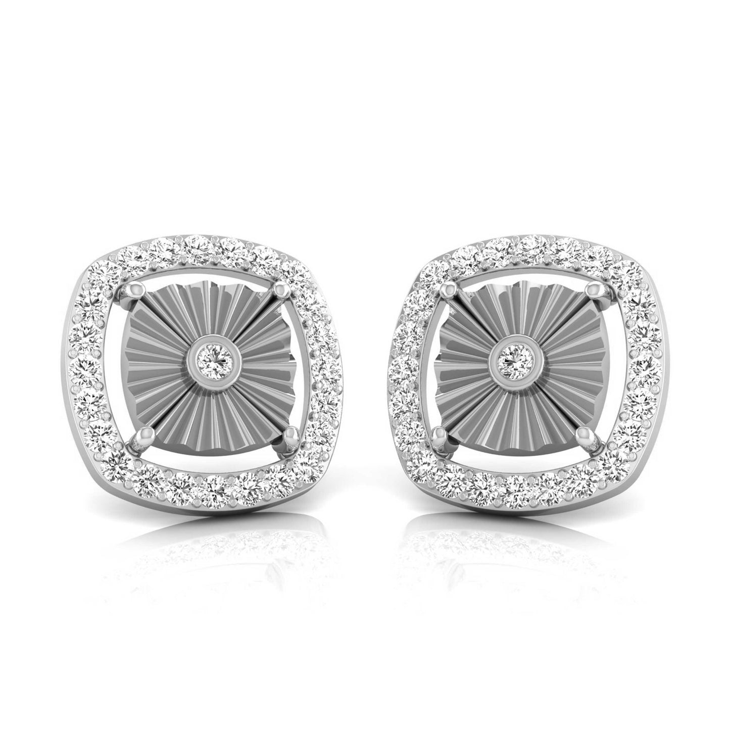 Fluted Cushion Halo Studs