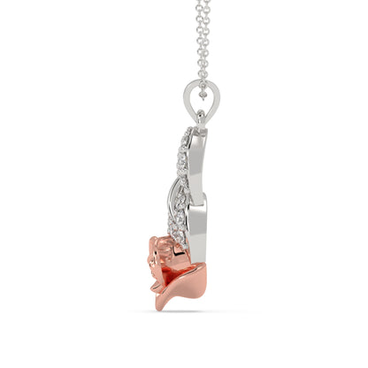 Rose & Leaf Diamond Pendant