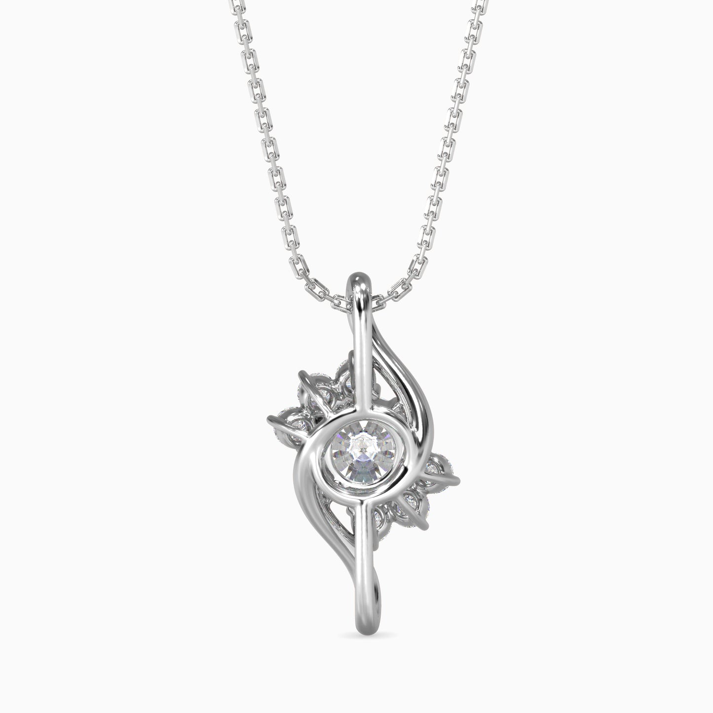 Swirl Accent Solitaire Pendant