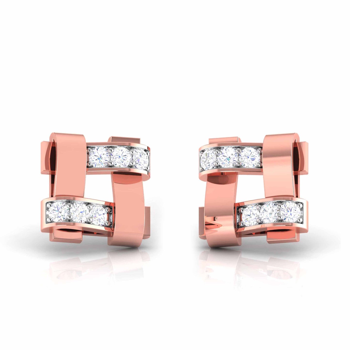 Geometric Link Diamond Earrings