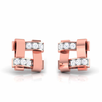 Geometric Link Diamond Earrings