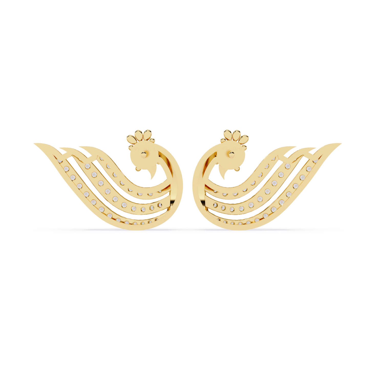 Peacock Feather Diamond Earrings
