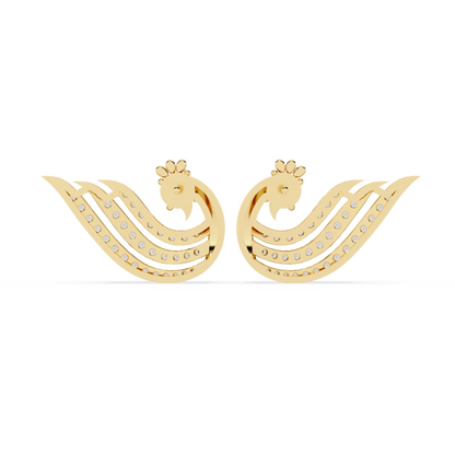 Peacock Feather Diamond Earrings