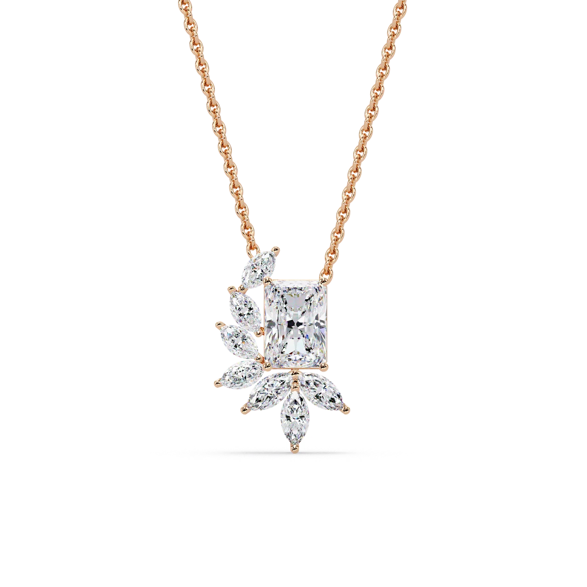 Radiant Laurel Halo Chain Pendant - Origine Diamonds lab-grown diamond jewellery