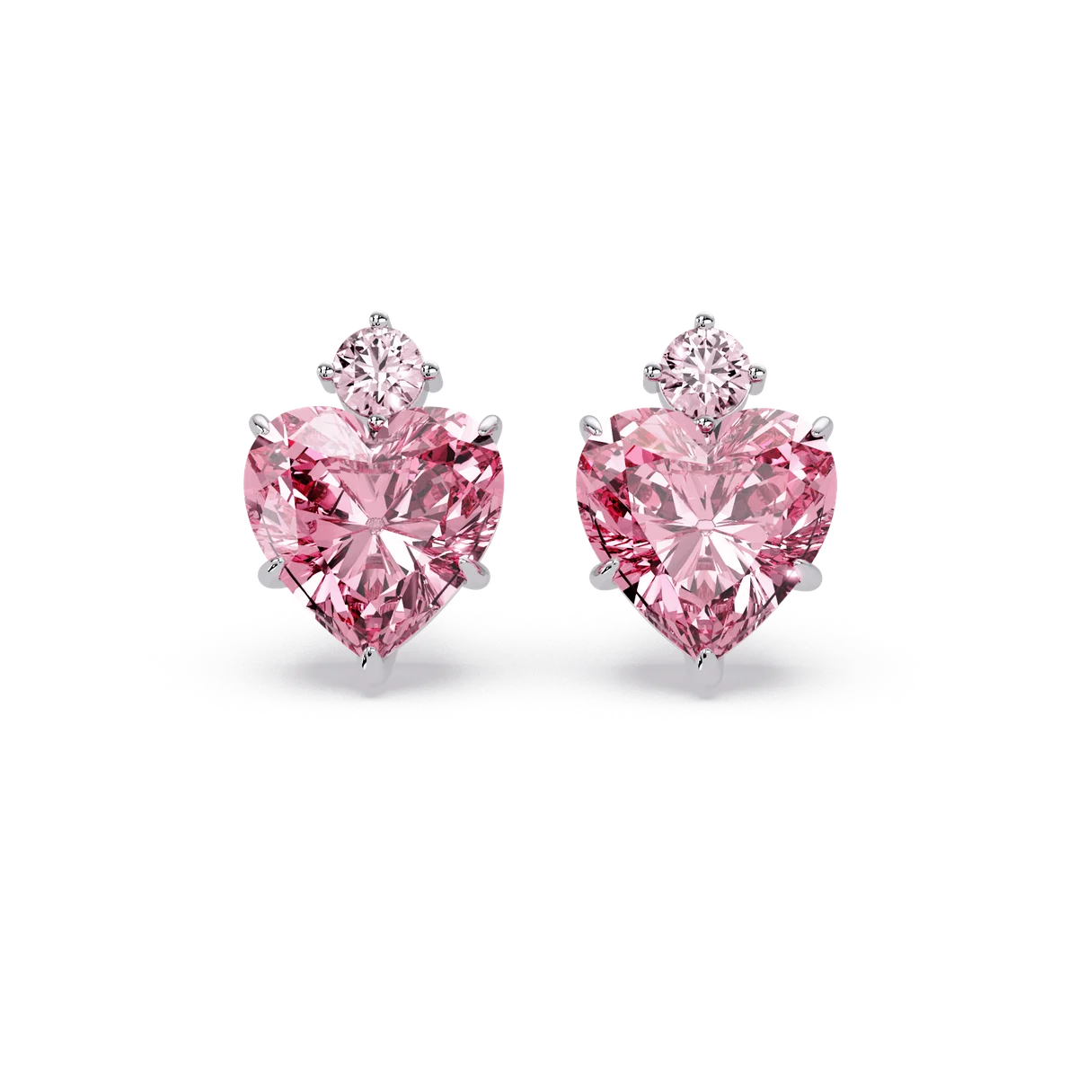 Pink Heart Accent Earrings - Origine Diamonds lab-grown diamond jewellery