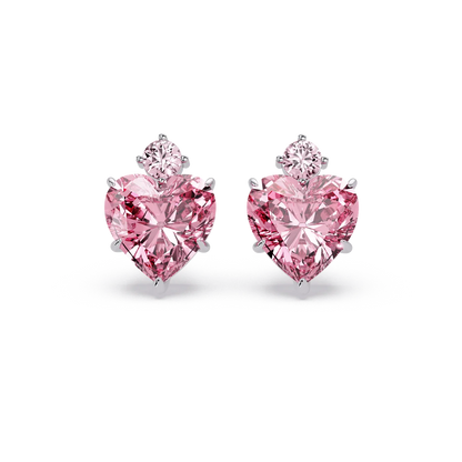 Pink Heart Accent Earrings - Origine Diamonds lab-grown diamond jewellery