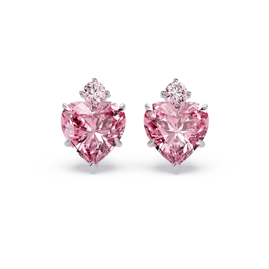 Pink Heart Accent Earrings - Origine Diamonds lab-grown diamond jewellery