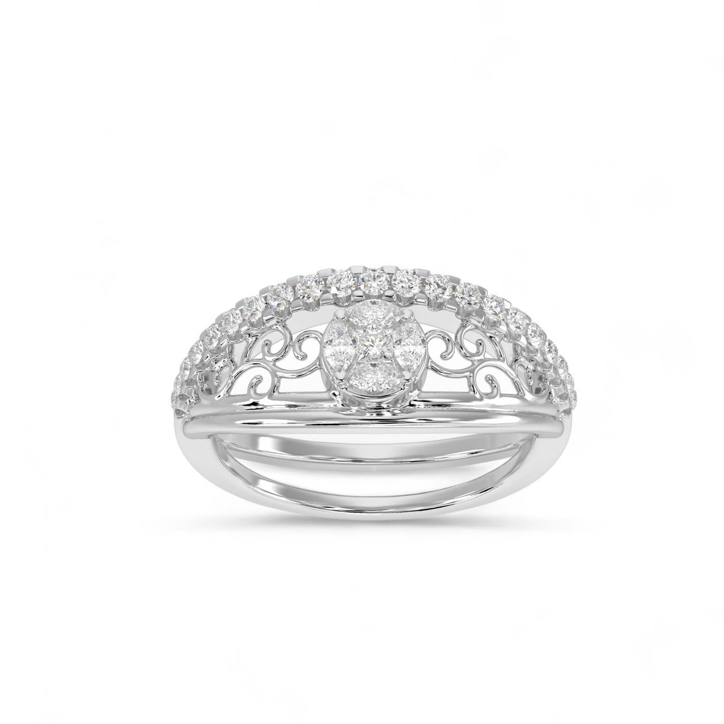 Filigree Dome Diamond Ring