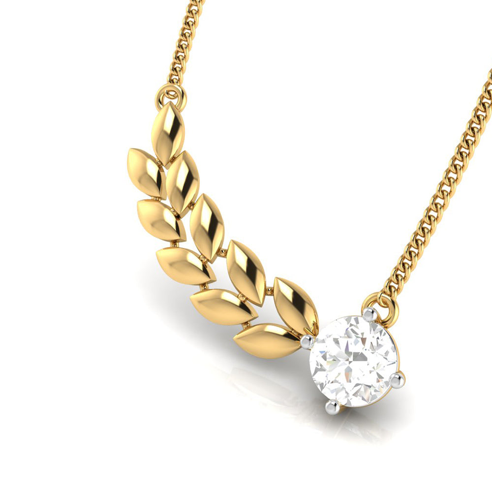 Wheat Leaf Solitaire Necklace