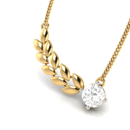 Wheat Leaf Solitaire Necklace