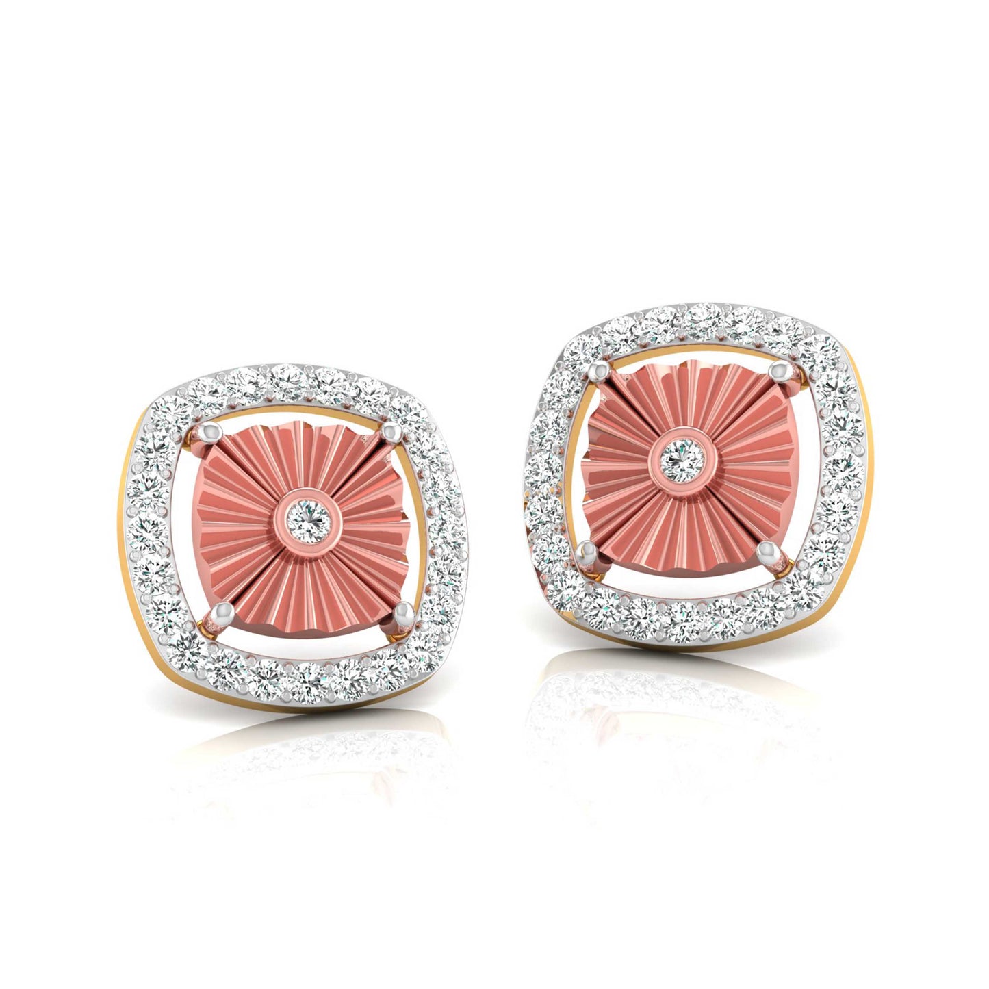Fluted Cushion Halo Studs