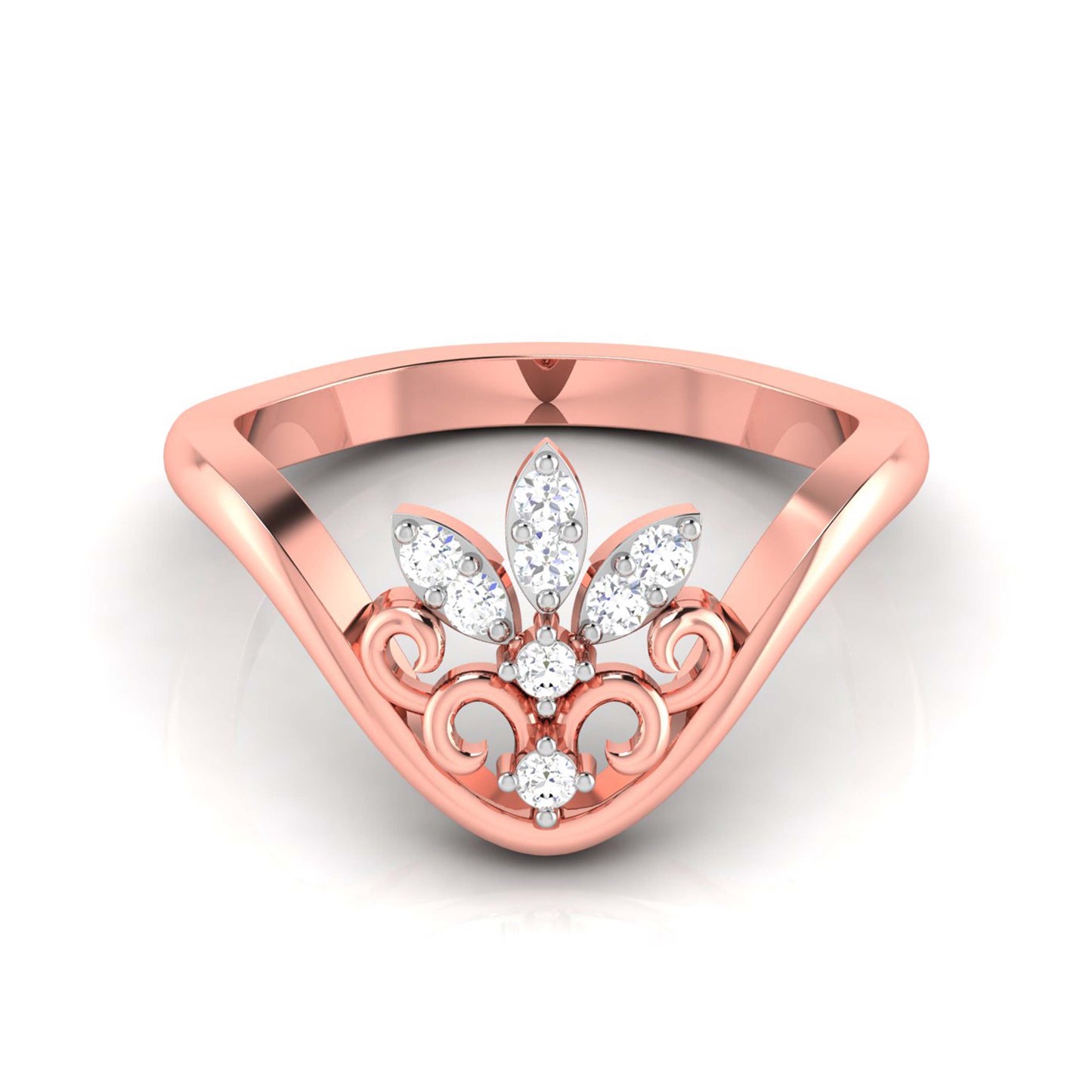 Chevron Leaf Cluster Ring
