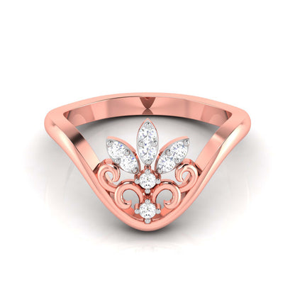 Chevron Leaf Cluster Ring