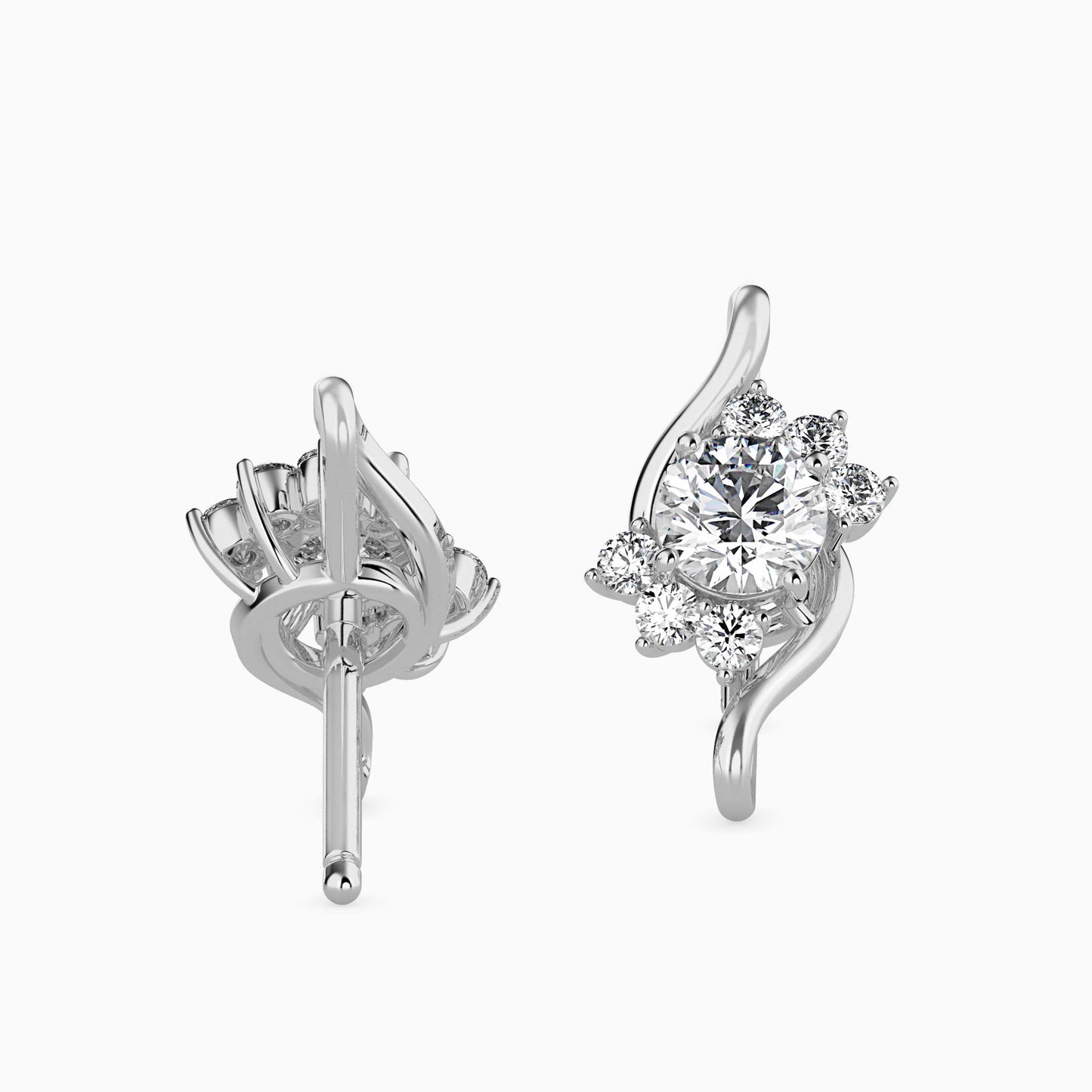 Floral Swirl Solitaire Earrings