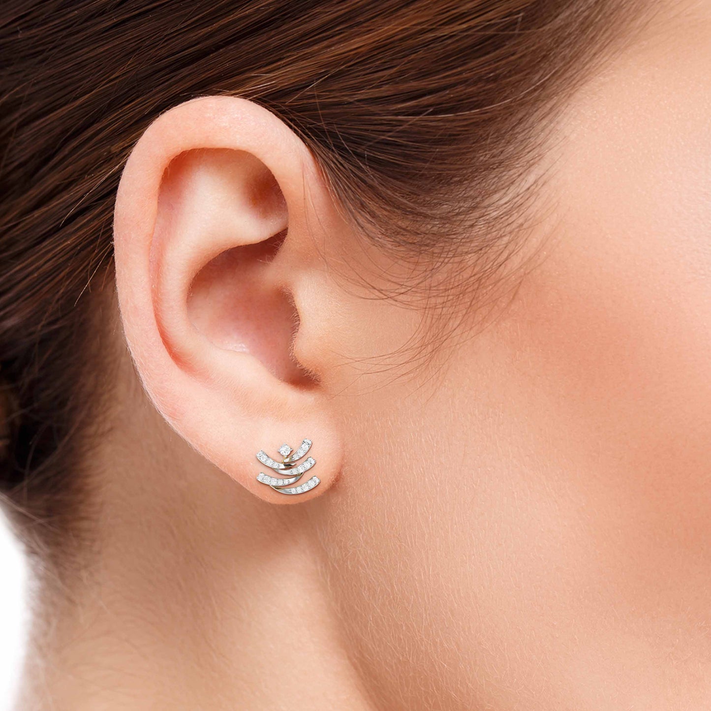 Layered Chevron Diamond Earrings - Origine Diamonds lab-grown diamond jewellery