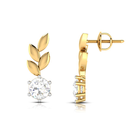 Olive Leaf Solitaire Earrings