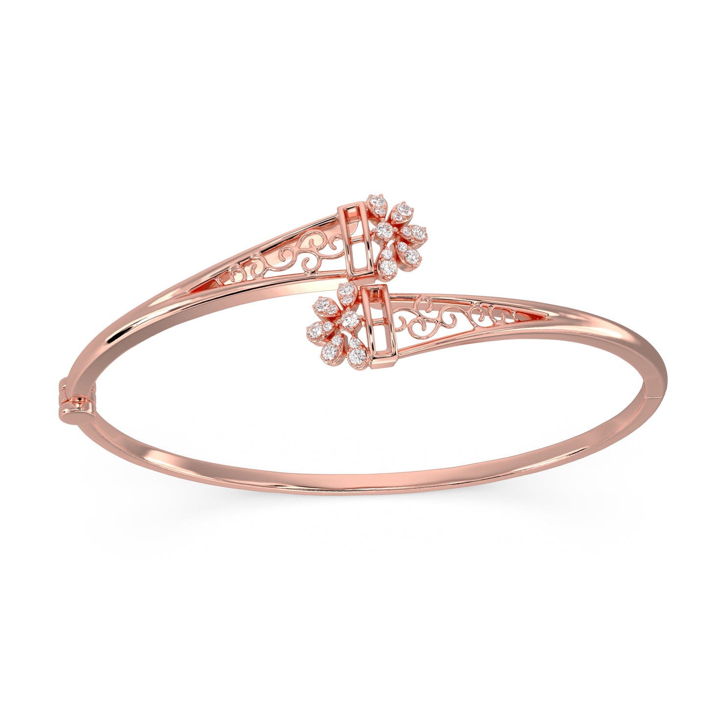 Filigree Bypass Diamond Bangle