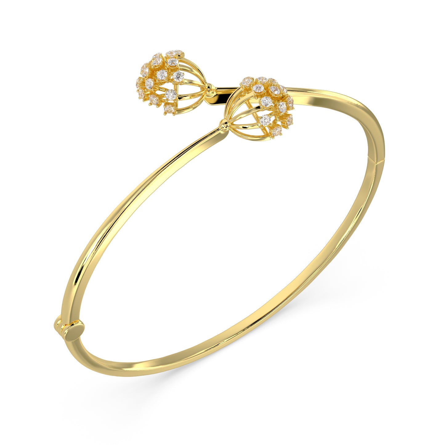 Twin Blossom Diamond Bangle