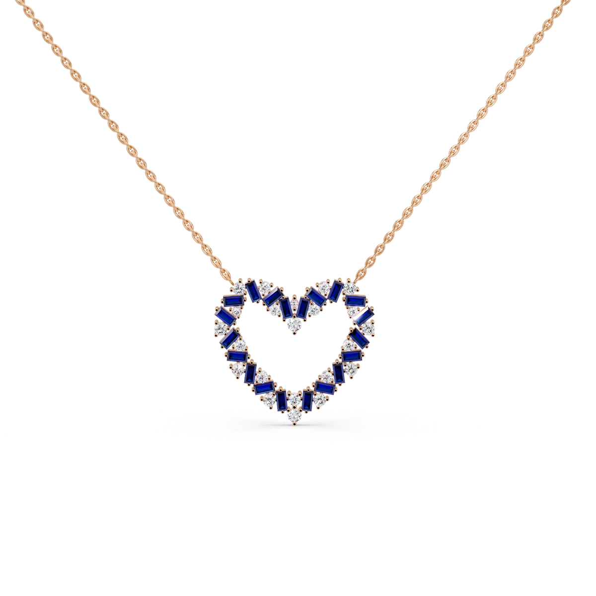 Sapphire Heart Outline Chain Pendant - Origine Diamonds lab-grown diamond jewellery