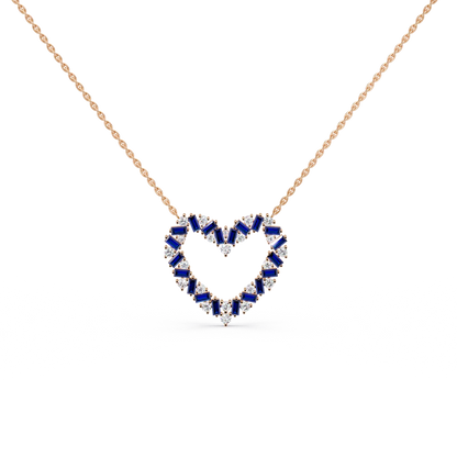 Sapphire Heart Outline Chain Pendant - Origine Diamonds lab-grown diamond jewellery