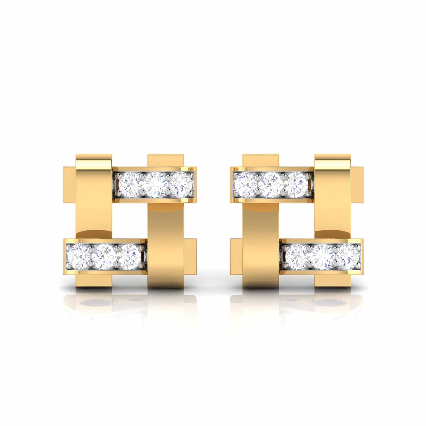 Geometric Link Diamond Earrings
