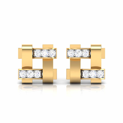 Geometric Link Diamond Earrings