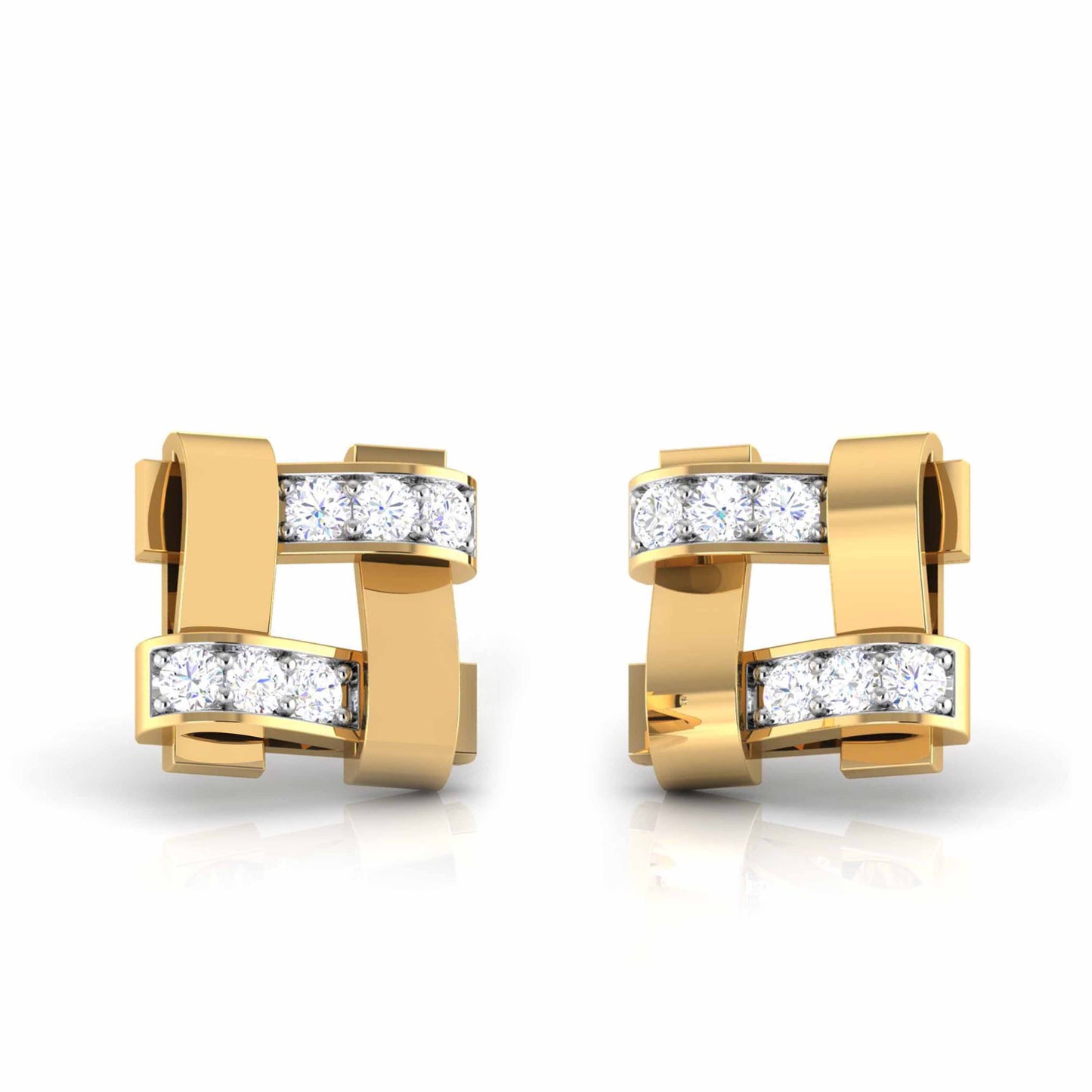 Geometric Link Diamond Earrings
