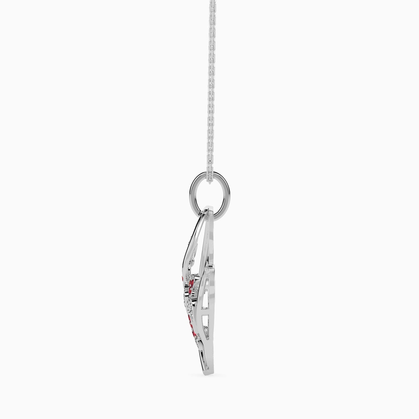 Floral Heart Ruby Pendant