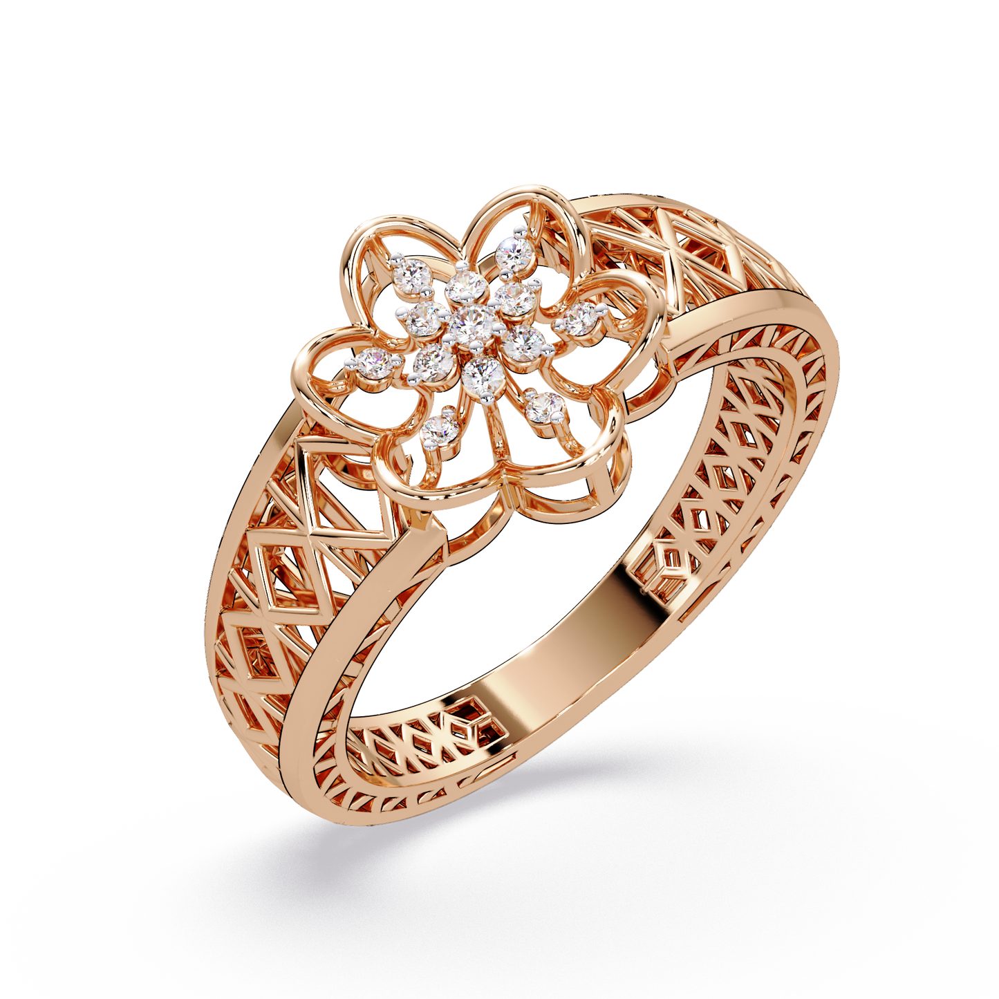 Lattice Blossom Dome Ring