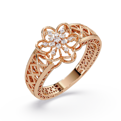 Lattice Blossom Dome Ring