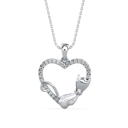 Kitten Heart Diamond Pendant
