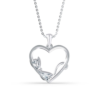 Kitten Heart Diamond Pendant