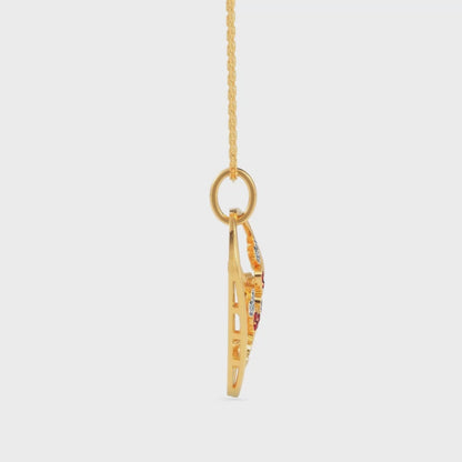 Floral Heart Ruby Pendant