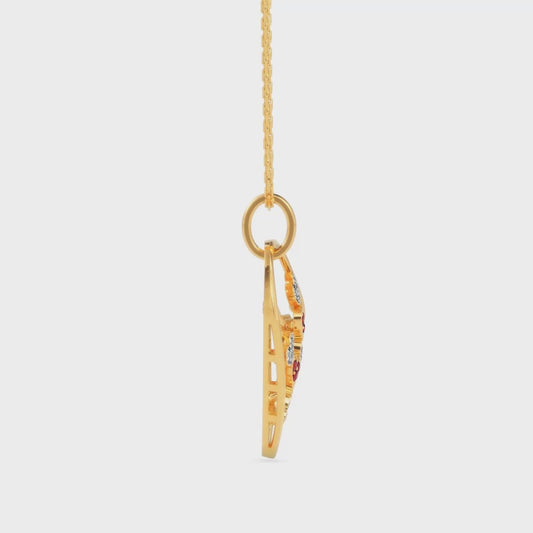 Floral Heart Ruby Pendant