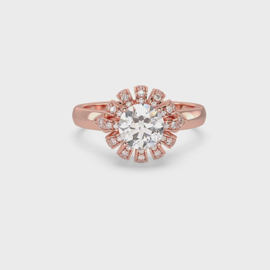 Sunburst Halo Diamond Ring